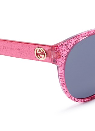 Detail View - Click To Enlarge - GUCCI - Glitter acetate round sunglasses