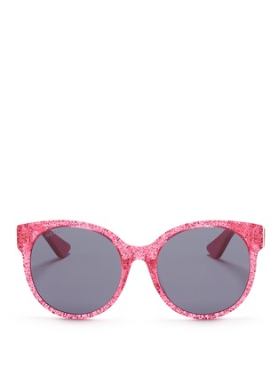 Main View - Click To Enlarge - GUCCI - Glitter acetate round sunglasses