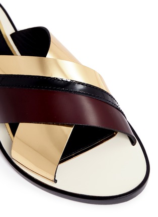 Detail View - Click To Enlarge - LANVIN - Cross vamp mixed leather slide sandals