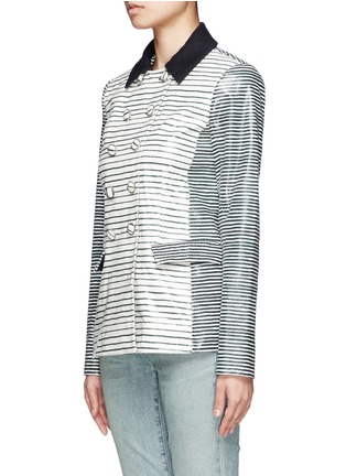 Front View - Click To Enlarge - TORY BURCH - Piper stripe snakeskin-effect leather jacket