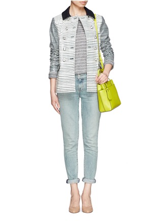 Figure View - Click To Enlarge - TORY BURCH - Piper stripe snakeskin-effect leather jacket