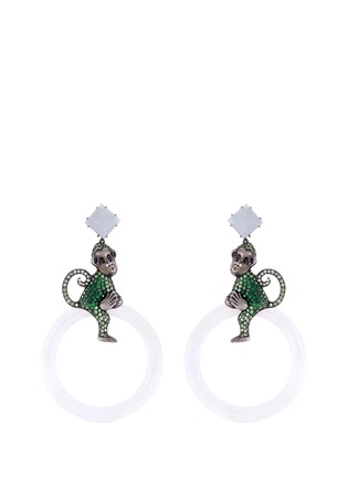 Main View - Click To Enlarge - LC COLLECTION JADE - Tsavorite 18k gold monkey jade earrings