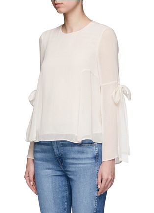 Front View - Click To Enlarge - TOPSHOP - Tie flute sleeve chiffon top