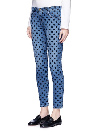 Front View - Click To Enlarge - CURRENT/ELLIOTT - 'The Stiletto' flocked polka dot jeans