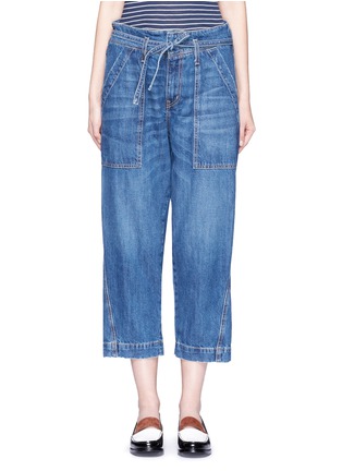 Main View - Click To Enlarge - CURRENT/ELLIOTT - 'The Chore' belted cropped wide leg denim pants