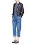 Figure View - Click To Enlarge - CURRENT/ELLIOTT - 'The Chore' belted cropped wide leg denim pants