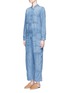Front View - Click To Enlarge - CURRENT/ELLIOTT - 'The Janitor' cropped leg denim coveralls