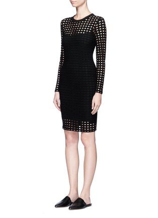 Front View - Click To Enlarge - T BY ALEXANDER WANG - Circular hole jacquard jersey dress
