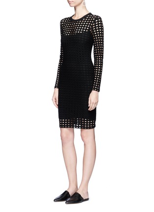 Figure View - Click To Enlarge - T BY ALEXANDER WANG - Circular hole jacquard jersey dress