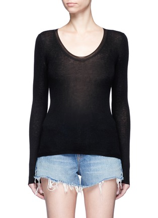 Main View - Click To Enlarge - T BY ALEXANDER WANG - Scoop neck rib knit long sleeve top