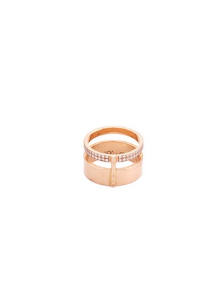Figure View - Click To Enlarge - REPOSSI - 'Berbére Module' diamond pavé 18k rose gold two row ring