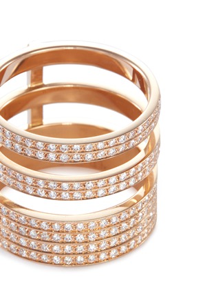 Detail View - Click To Enlarge - REPOSSI - 'Berbère Module' diamond 18k rose gold three row ring