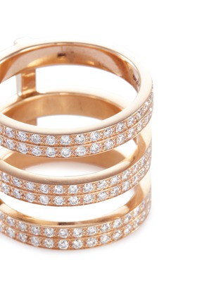 Detail View - Click To Enlarge - REPOSSI - 'Berbère' diamond 18k rose gold three row phalanx ring