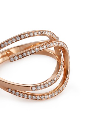 Detail View - Click To Enlarge - REPOSSI - 'La Ligne C' diamond 18k rose gold double hoop ring