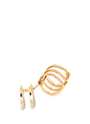 Detail View - Click To Enlarge - REPOSSI - 'Antifer' diamond pavé 18k yellow gold six row linked ring