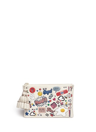 Main View - Click To Enlarge - ANYA HINDMARCH - 'Stickered-up Georgiana' leather clutch