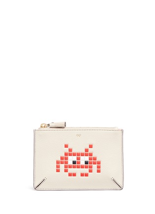 Main View - Click To Enlarge - ANYA HINDMARCH - 'Small Loose Pocket' character embossed leather zip pouch