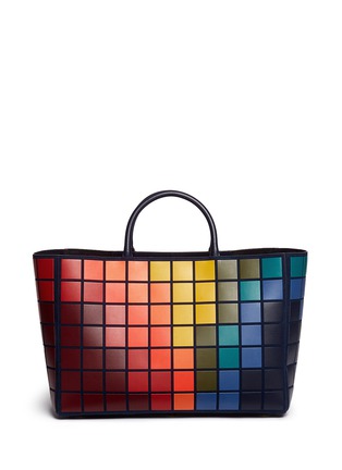 Back View - Click To Enlarge - ANYA HINDMARCH - 'Pixels Maxi Featherweight Ebury' patchwork suede tote