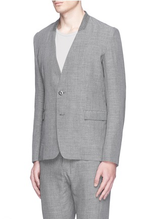 Front View - Click To Enlarge - ATTACHMENT - Collarless wool-linen blazer