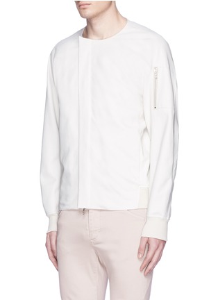 Front View - Click To Enlarge - ATTACHMENT - Collarless tech cotton bomber jacket