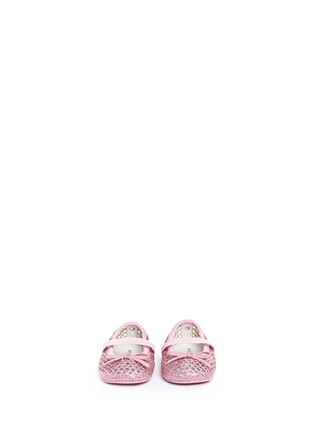 Figure View - Click To Enlarge - STUART WEITZMAN - Bow perforated glitter infant ballerinas