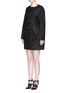 Front View - Click To Enlarge - BALENCIAGA - Floral sequin embellished twill cocoon jacket