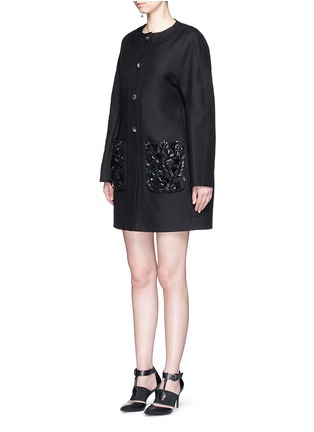 Figure View - Click To Enlarge - BALENCIAGA - Floral sequin embellished twill cocoon jacket