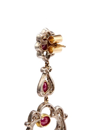 Detail View - Click To Enlarge - AISHWARYA - Diamond 18k yellow gold silver ruby drop earrings