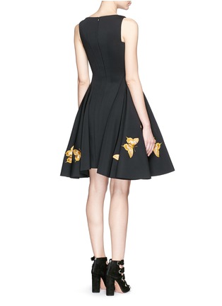 Back View - Click To Enlarge - CHICTOPIA - Butterfly embroidery scuba jersey flare dress
