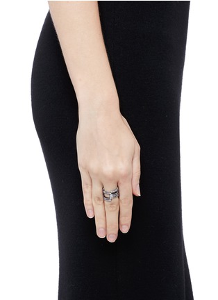 Figure View - Click To Enlarge - DAUPHIN - Diamond black rhodium plated 18k white gold seven tier ring