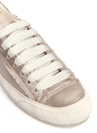 Detail View - Click To Enlarge - PEDRO GARCIA  - 'Parson' suede trim washed satin sneakers