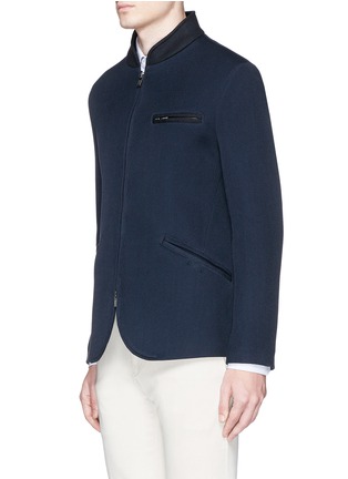 Front View - Click To Enlarge - ARMANI COLLEZIONI - Cotton mesh zip jacket