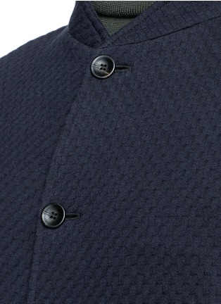 Detail View - Click To Enlarge - ARMANI COLLEZIONI - Basketweave cotton knit Mandarin collar jacket