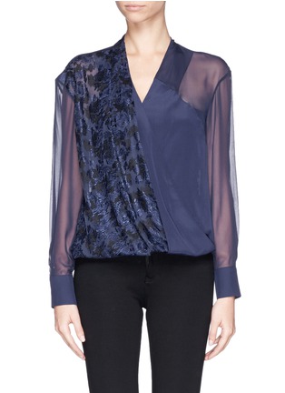 Main View - Click To Enlarge - PRABAL GURUNG - Floral lace panel silk blouse