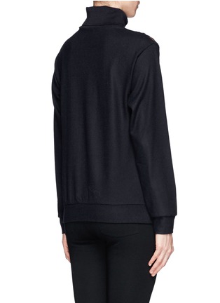 Back View - Click To Enlarge - MO&CO. EDITION 10 - Sheer lace tulle front turtleneck sweater