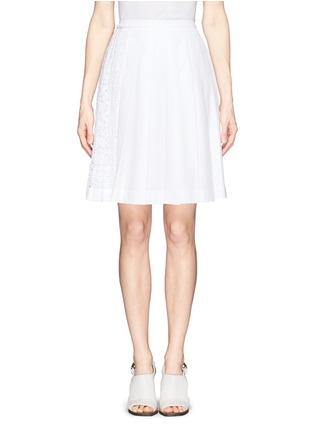 Main View - Click To Enlarge - NO.21 - Eyelet side lace pleat skirt