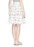 Back View - Click To Enlarge - NO.21 - Carnation print pleat flare skirt