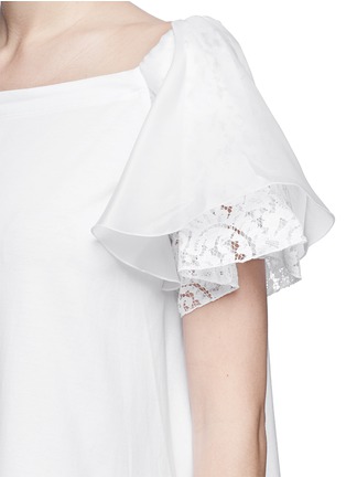 Detail View - Click To Enlarge - NO.21 - Lace cap sleeve cotton swing T-shirt