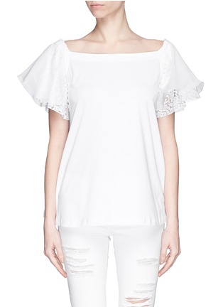 Main View - Click To Enlarge - NO.21 - Lace cap sleeve cotton swing T-shirt