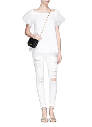 Figure View - Click To Enlarge - NO.21 - Lace cap sleeve cotton swing T-shirt