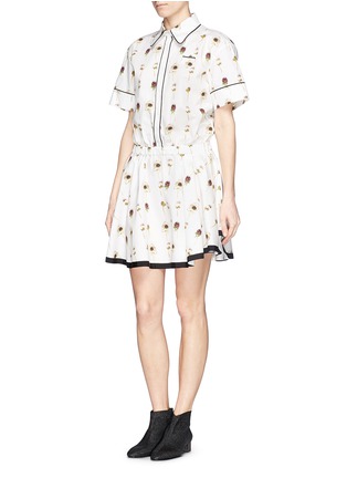Figure View - Click To Enlarge - NO.21 - Carnation print piping shirt dress