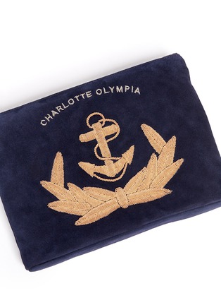 Detail View - Click To Enlarge - CHARLOTTE OLYMPIA - 'In The Navy' suede pouch