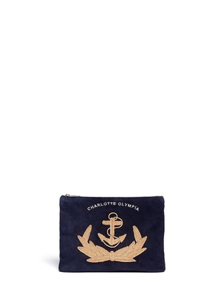 Main View - Click To Enlarge - CHARLOTTE OLYMPIA - 'In The Navy' suede pouch