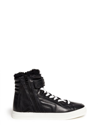 Main View - Click To Enlarge - PIERRE HARDY - Leather shearling high-top sneakers