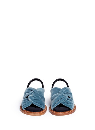 Front View - Click To Enlarge - CLERGERIE - 'Blosst' knotted velvet slingback sandals