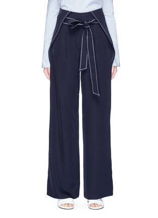 Main View - Click To Enlarge - COMME MOI - Split cuff belted twill wide leg pants