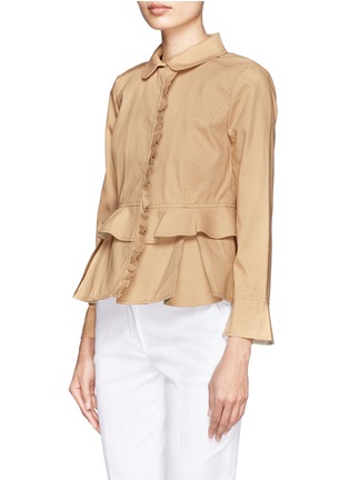 Front View - Click To Enlarge - TORY BURCH - Delia cotton peplum cropped trench jacket
