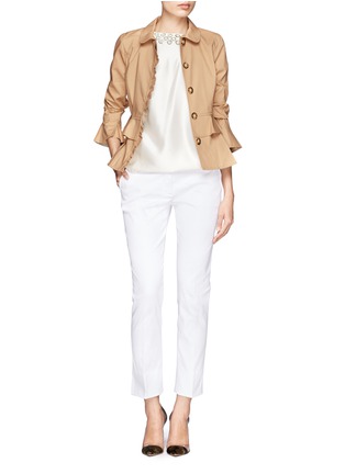 Figure View - Click To Enlarge - TORY BURCH - Delia cotton peplum cropped trench jacket