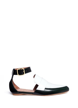 Main View - Click To Enlarge - MARNI - 'Sabot' colourblock ankle strap leather loafers