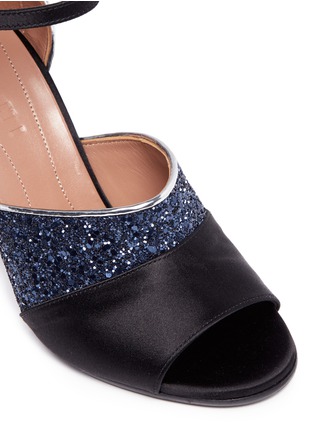 Detail View - Click To Enlarge - MARNI - Jewelled heel satin coarse glitter sandals